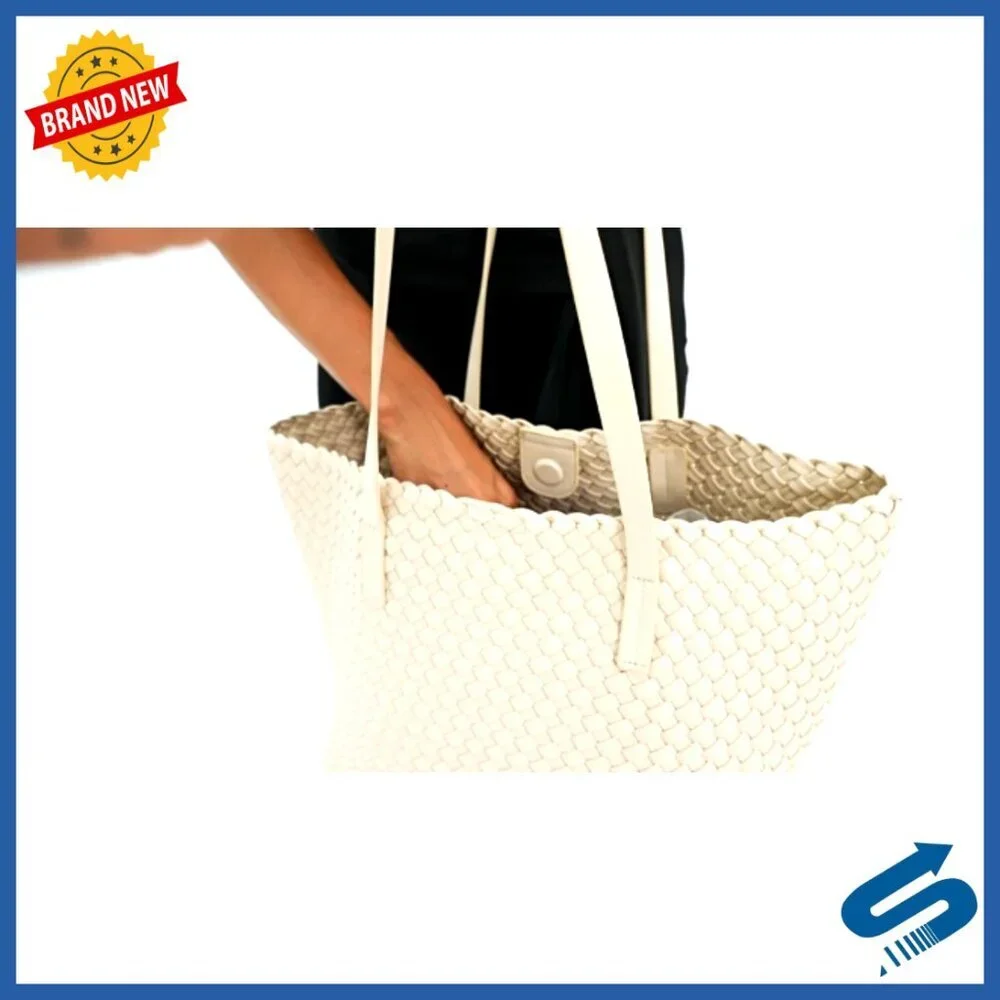 Woven Leather Tote Bag Large Capacity Shoulder Bag Lightweight Travel Chic